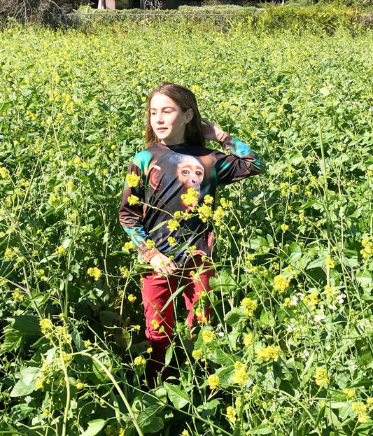 Monkey Long Sleeve Crew Neck- Sun Protective Shirt UPF 50+